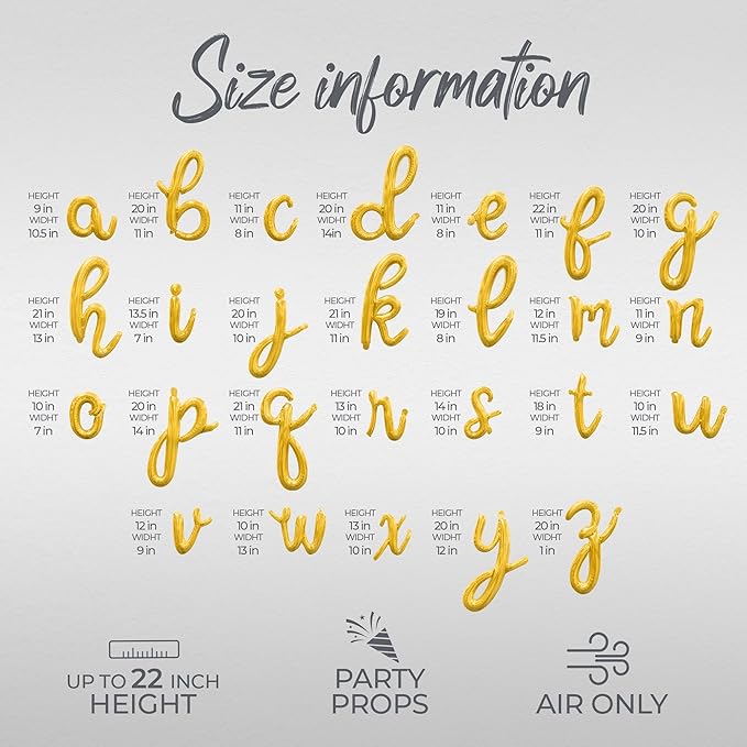 Cursive Letter Balloons - Custom Script Phrase 16" Inch Alphabet Letters & Numbers Foil Mylar Balloon - Create Your Own Balloon Banner (Custom)