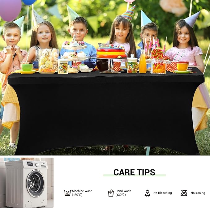 Obstal 6ft Stretch Spandex Table Cover - 4 Pack Universal Rectangular Fitted Tablecloth Protector for Wedding, Banquet and Party (Champagne, 72L x 30W x 30H Inches)