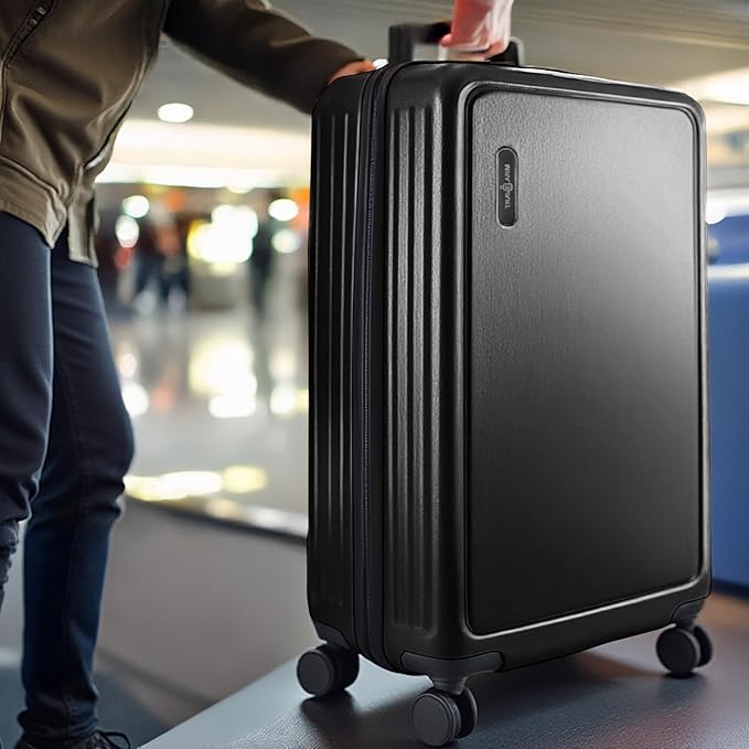 TRAVELARIM Luggage Sets 2 Piece, 24 Inch Suitcase and 28 Inch Luggage with Spinner Wheels, Durable Hard Shell Suitcase Set, Expandable Travel Suitcases with Wheels, Jet Black