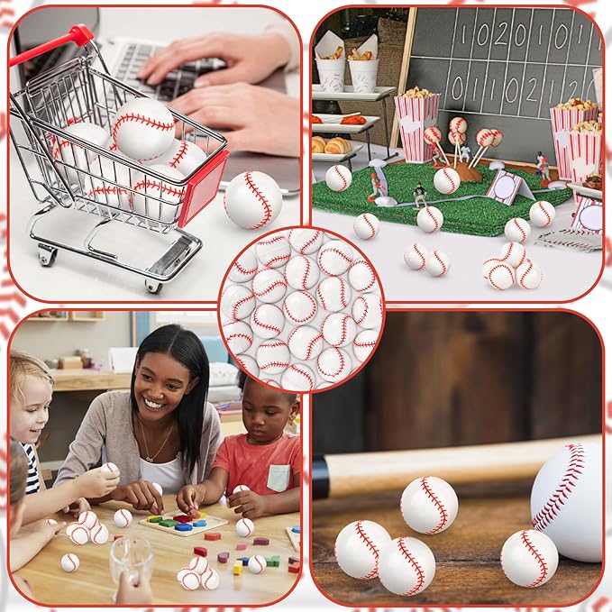 24 Pcs Baseball Bouncy Balls for Kids, 32mm Rubber Bounce Sport Balls Bulk for Party Favors, Goodie Bag Fillers, Easter Gift Bag Stuffers, Basket Stuffers, Classroom Prizes, Carnival Party Supplies