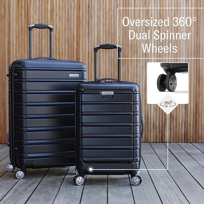 Samsonite Omni 2 Hardside 2 Piece Set - Includes Global Carry-On & Medium Checked Suitcases - 360° Dual Spinner Wheels - Integrated TSA Lock & Expansion - Amazon Exclusive - Midnight Black