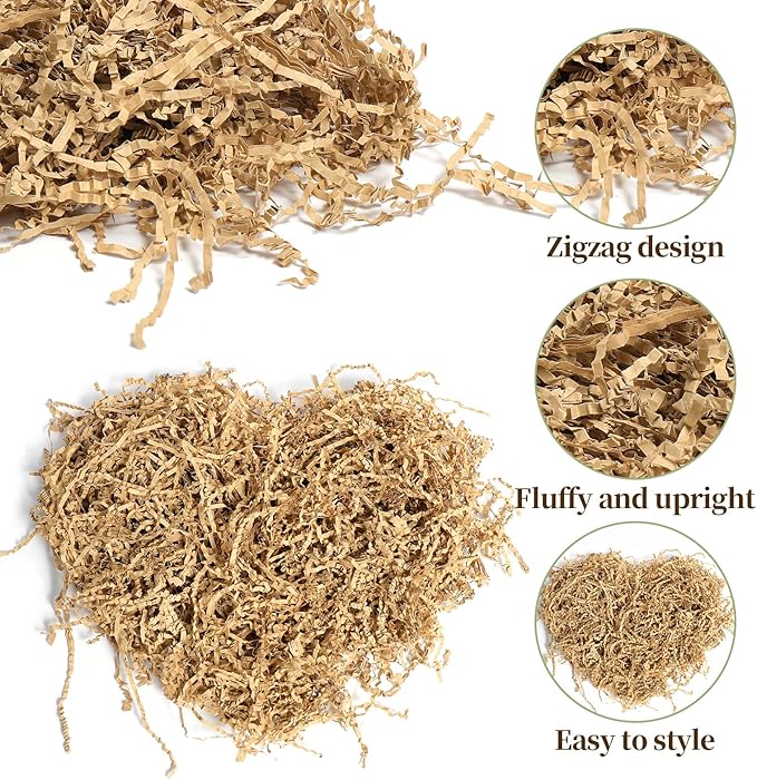 Ehpiern Crinkle Paper Filler, 1LB Crinkle Cut Shredded Paper Gift Boxers Filler Stuffing Decoration for Valentine's Day Holiday Party Birthday Wedding & Anniversaries (Brown)