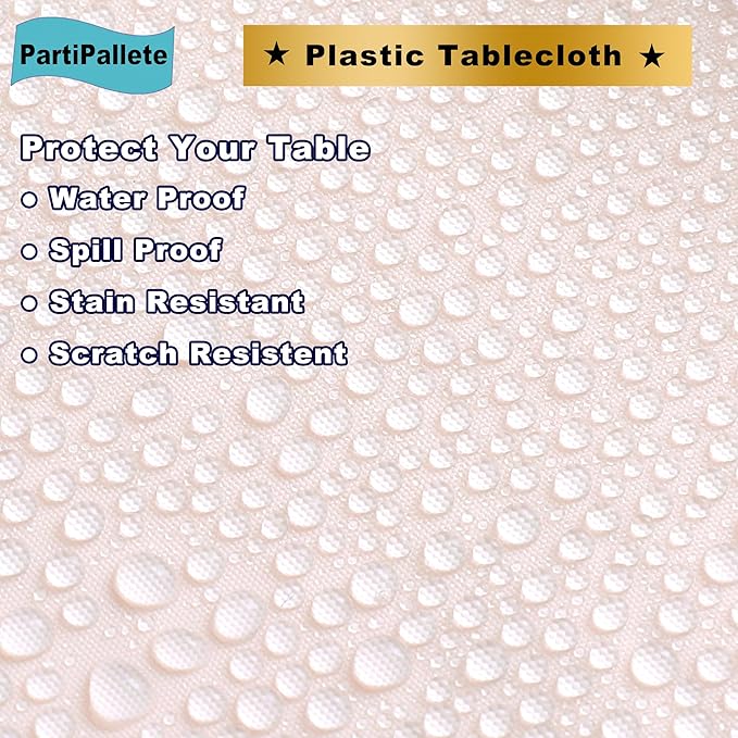3-Pack Premium Plastic Blush Light Pink Tablecloth Disposable 54" x 108" Rectangle Table Cover Pastel Pale Pink Party Table Cloths for Parties Wedding Bridal Shower Engagement Banquet
