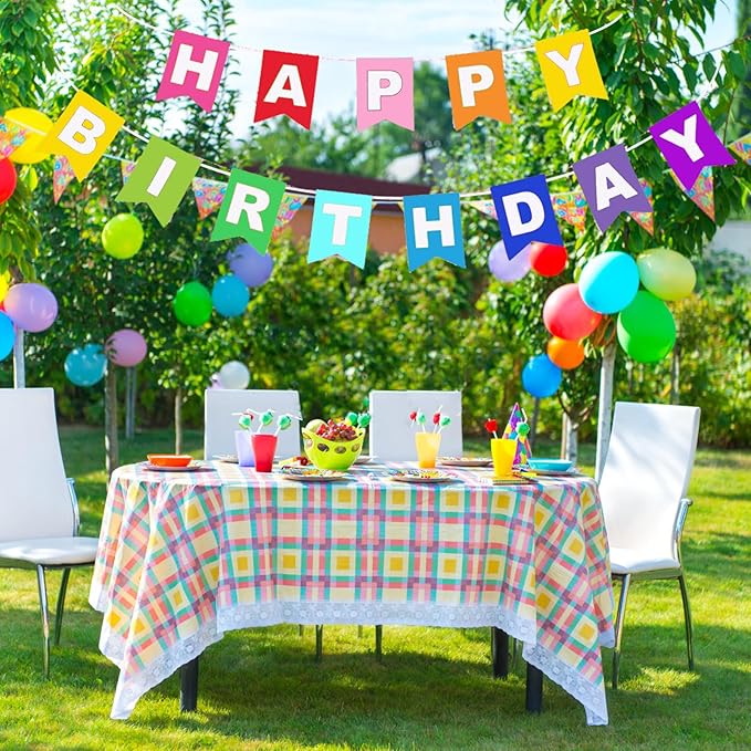 Happy Birthday Banner, Multicolors Birthday Party Banner Assembled Garland Bunting Flags Women Men Girl Boy Party Hanging Decorations Indoor/Outdoor Supplies