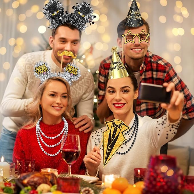 2026 New Years Eve Party Hats Kit - Happy New Years Paper Hats Eve Party Supplies for Adults Celebration Decoration