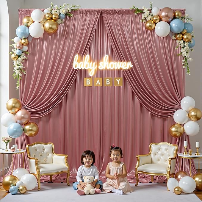 10x10 ft Wrinkle Free Rose Gold Sequin Backdrop Curtain for Parties,Thick Not Fall-Off Glitter Backdrop Drapes,2 Panels 5x10ft Shimmer Photo Back Drop Cloth for Wedding Birthday Photography Background