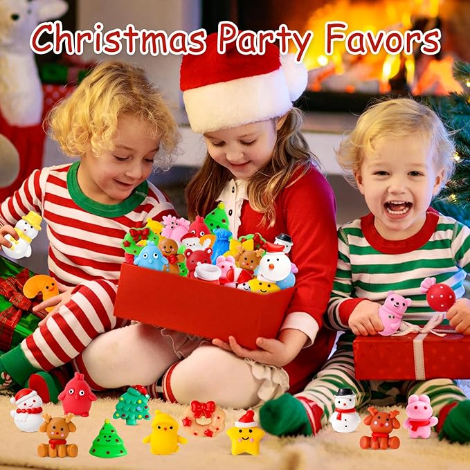 80 Pack Christmas Squishy Toys Squishies, Mochi Squishy Party Favors for Kids,Christmas Toys for Kids,Squishy Fidget Stress Reliever, Goodie Bags Fillers Birthday Xmas Gifts Stocking Stuffers