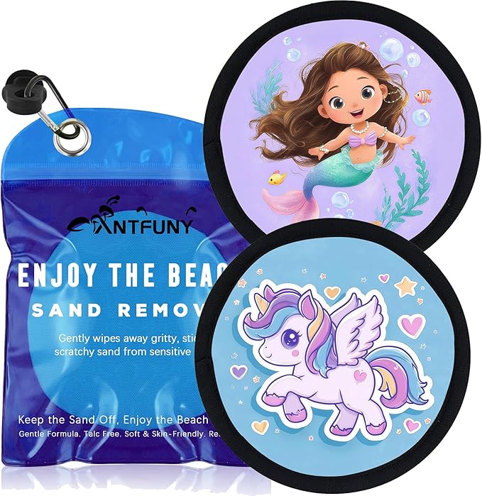 Sand Remover Unicorn Mermaid Eraser Removal Bag Mitt Brush Wipe Off Beach Vacation Essentials Travel Necessities Supplies Lake Day Activities Find Hawaii Trip Must Have Family Toy Game Towel Sifter
