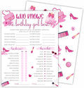 6"X8" Who Knows The Birthday Girl Best - Watercolor Girl's Accessories - Funny Double-Sided 3-in-1 Game Card Set For Girls Birthday Party, Sleepover Party Activities, Favor & Supplies (20 Pcs)- A07