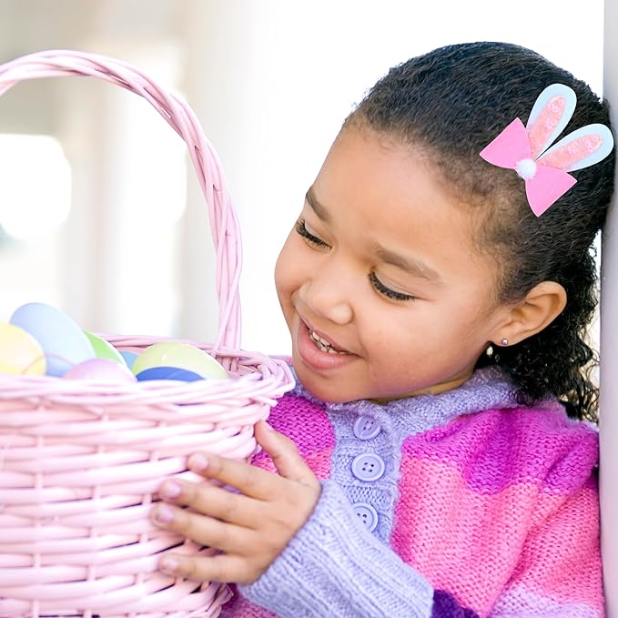 Needzo Easter Bunny Ears Hair Accessories, Pink and White Spring Items for Egg Hunts and Parties, One Size