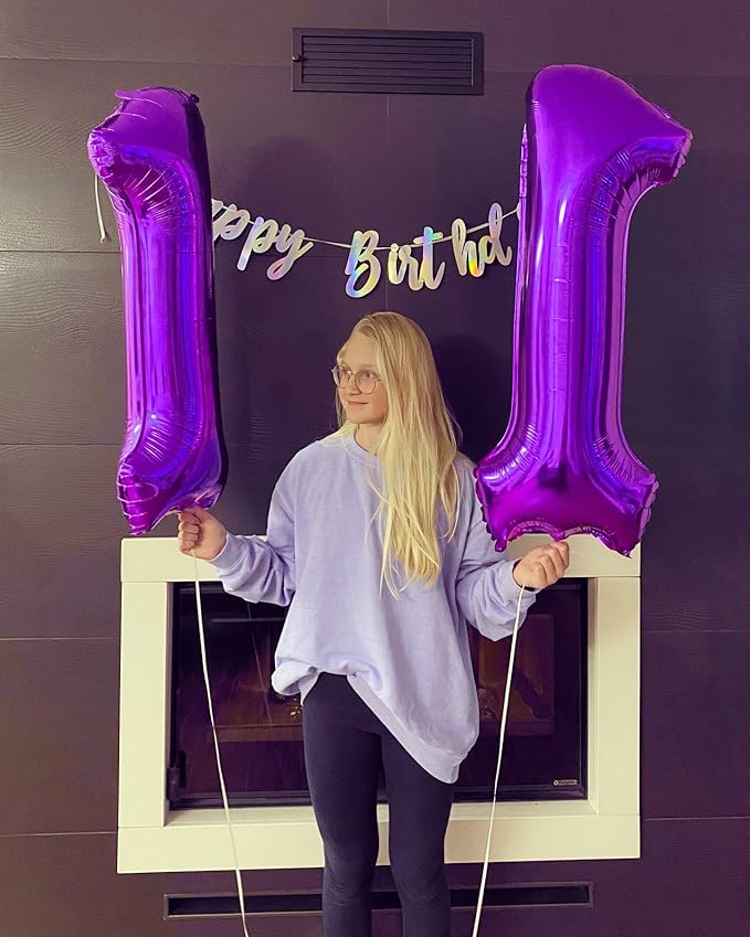 Number Balloons 1, 40 Inch One Balloons for 1st Birthday Girl Boy 1 11 21 Party Decorations Baby Shower Photo Shoot, Purple 1 Balloon