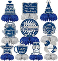 10 Pcs Retirement Party Decorations, Blue Silver Retirement Table Honeycomb Centerpieces Happy Retirement Table Topper for Men Women Happy Retirement Decorations for Party Supplies
