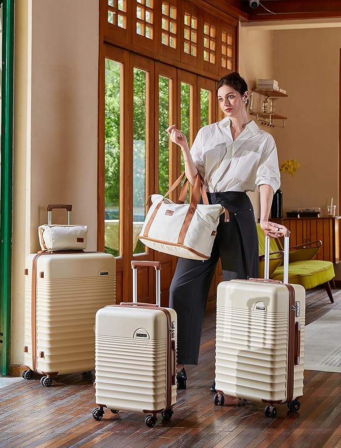 CONCEPTEN Luggage Sets 5 Piece, Suitcases with Wheels, Hardshell Suitcase Set, ABS Carry on Luggage Set with TSA Lock, Travel Luggage