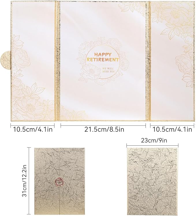 Retirement Party Decorations, Happy Retirement Guest Book Alternative, Farewell Gifts for Women Men, Farewell Party Supplies Going Away Gifts for Office Coworker (Gold)