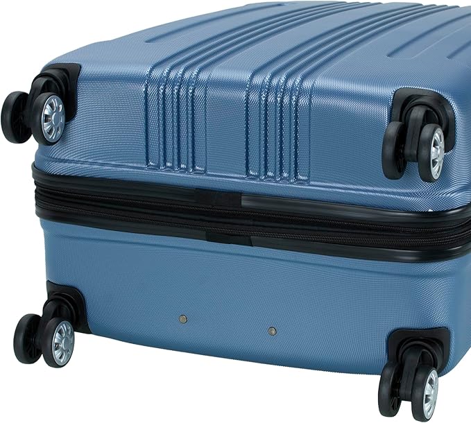 Rockland London Hardside Expandable Spinner Wheel Luggage, Checked Large 28", Blue