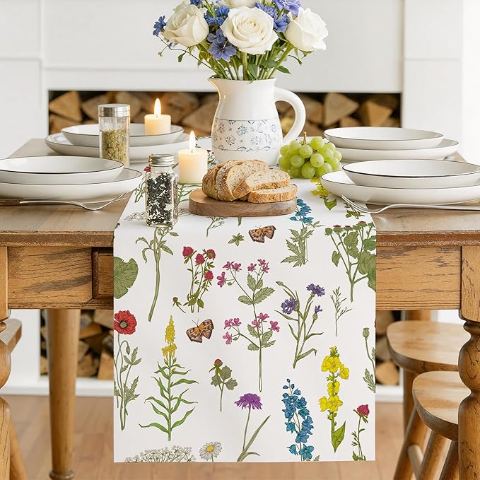 OHOME Spring Decorations for Home - Spring Table Runner - Spring Decor for Indoor Outdoor | Summer Table Decor Party Favors Supplies Banner