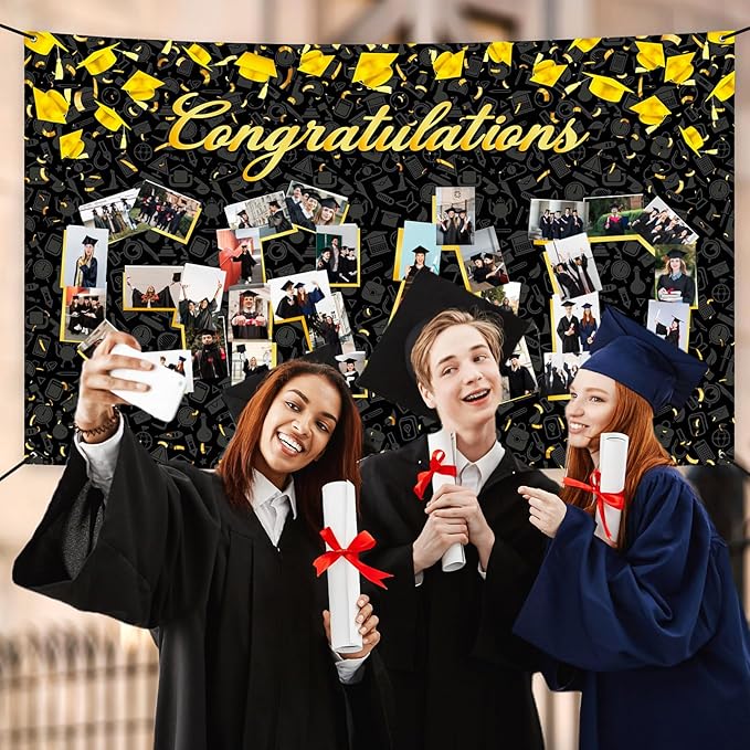 Large Graduation Photo Banner Decorations 72x44 Inch,Graduate Banner for Class of 2026 Ceremony Congratulations Grad School DIY Prom Favors Party Supplies, Picture Backdrop Sign Photography Background