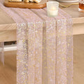 Artoid Mode Gold Gauze Pink Table Runner 120 Inch 10FT, Glitter Metallic Foil Sheer Dining Wedding Anniversary Holiday Birthday Table Decor for Home Party