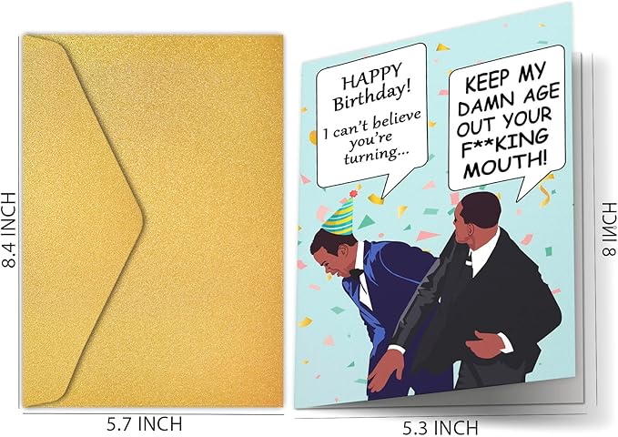 PIUST Funny Birthday Card Meme, Keep My Dawn Age Out Your fucking Mouth card, Will Smith Slaps Chris Rock Happy Birthday Card, Oscars Meme Birthday Cards (20)
