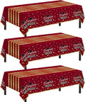 Childom 3 Pack Graduation Tablecloth,Graduation Decorations Class of 2026 Graduation Party Decorations,54"x108"Wine Red and Gold Plastic Table Cloth Disposable Rectangle for Home,School Party Supplies