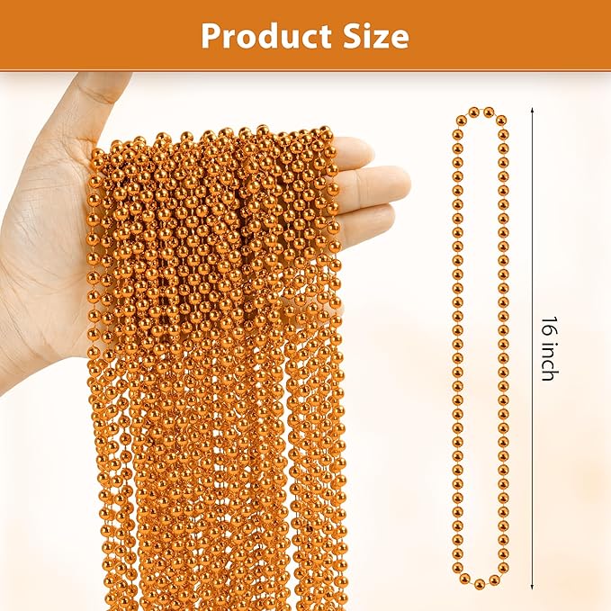 HOOSUN 30 Pack Orange Beads Necklace,Orange Party Decorations Accessories Mardi Gras Beaded Necklace,Parade Throw Accessories Christmas Bead Necklaces for Party Favors,School Event,Celebrations Decor