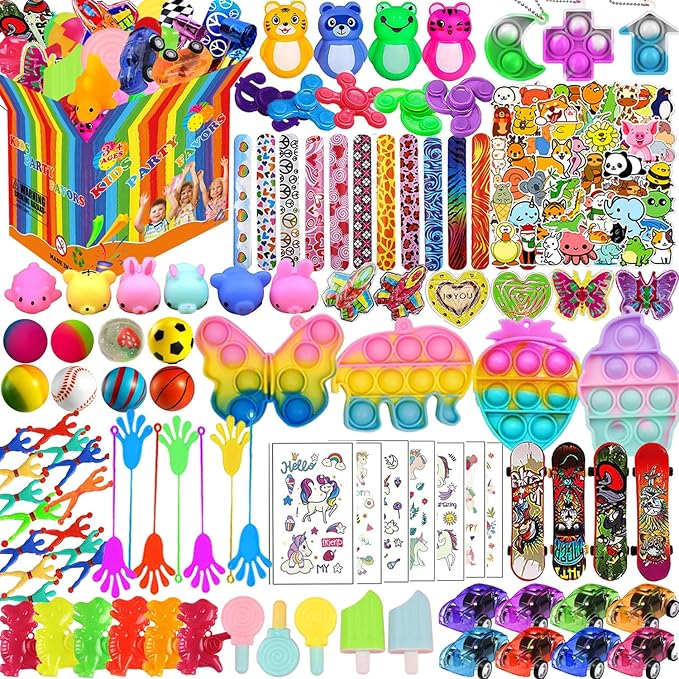148 Pcs Party Favors for Kids 4-8-12 Assortment Fidget Toy, Easter Egg Fillers, Treasure Box Toys for Classroom Prizes, Carnival Prizes, Goodie Bags Stuffers Pinata Fillers