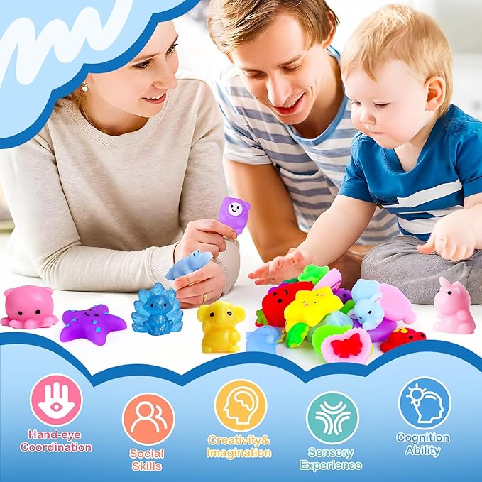 200 Pack Squishy Toys, Mochi Squishy Bulk, Kawaii Squishies Party Favors for Kids, Stress Relief Sensory Toys, Treasure Box Toys for Classroom Prizes, Easter Basket Stuffers,Goodie Bags Fillers