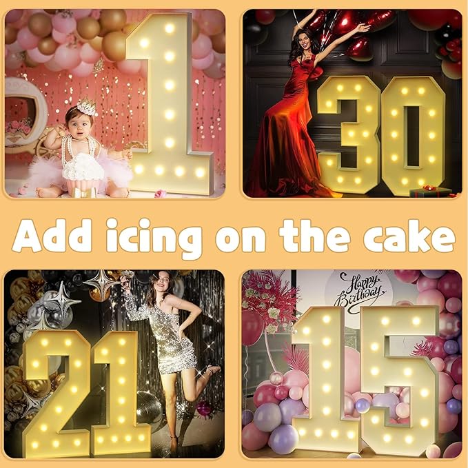 imprsv 4FT Marquee Numbers, Light Up Numbers 7 for 70th Birthday Decorations, Marquee Light up Letters Anniversary Party Decor, Pre-Cut Foam Board Kit