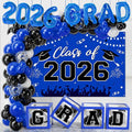 Graduation Decorations Class of 2026-123pcs Blue Black Graduation Party Decorations include Balloon Boxes with Letters, Balloon Arch Kit and Backdrop for 2026 Grad Party Supplies