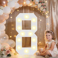 Pooqla 2.4FT Light Up Numbers, Marquee Numbers 2.4 Feet Tall Party Decor for Her Him, Mosaic Big Sign for 8th 18th 80th Birthday Anniversary Decoration Backdrop, Large Pre-Cut Frame Number 8