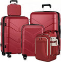 TILYMOL Luggage Sets 5 Piece - Expandable Suitcase Set with TSA Lock & Spinner Wheels, Lightweight PP Hardshell Travel Luggage for Women, Red
