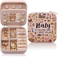 Italy Travel Jewelry Box for Women, Italy Lover Themed Gifts for Traveller Women Friends, Italian Trip Essentials Small Travel Jewelry Case Organizer