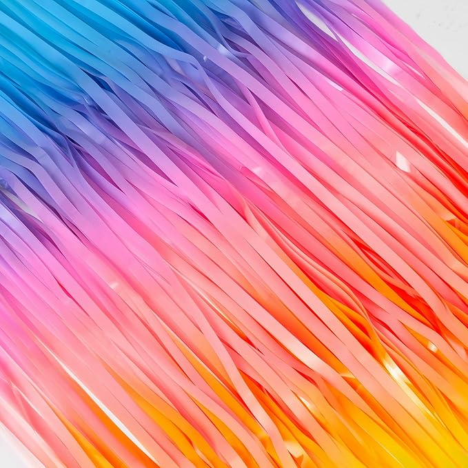 BRAVESHINE Colourful Tinsel Fringe Curtains - 2Pcs 3.2x8.2ft Holidays Photo Booths Streamers Backdrop for Easter/Princess/Pastel/Classroom/Bunny/Girl/Unicorn/Birthday/Bridal Shower Party Decorations
