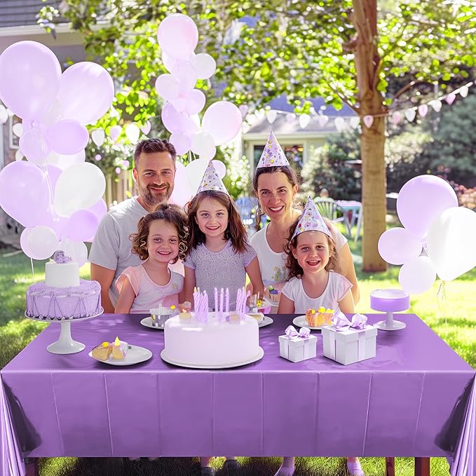 1 Piece Light Purple Foil Tablecloth 54*72inch Plastic Birthday Party Table Cloths Disposable Waterproof Table Cover for Halloween Bridal Shower Wedding Anniversary Baby Shower Elegant Party Supplies