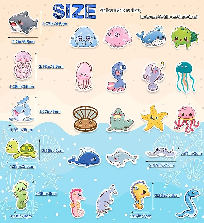 Summer Stickers, 100Pcs Beach Stickers for Kids - Vinyl Summer Games Toys Gifts Activities Party Favors Supplies, Motivational Reward Stickers for Kids Classroom Must Haves School Supplies