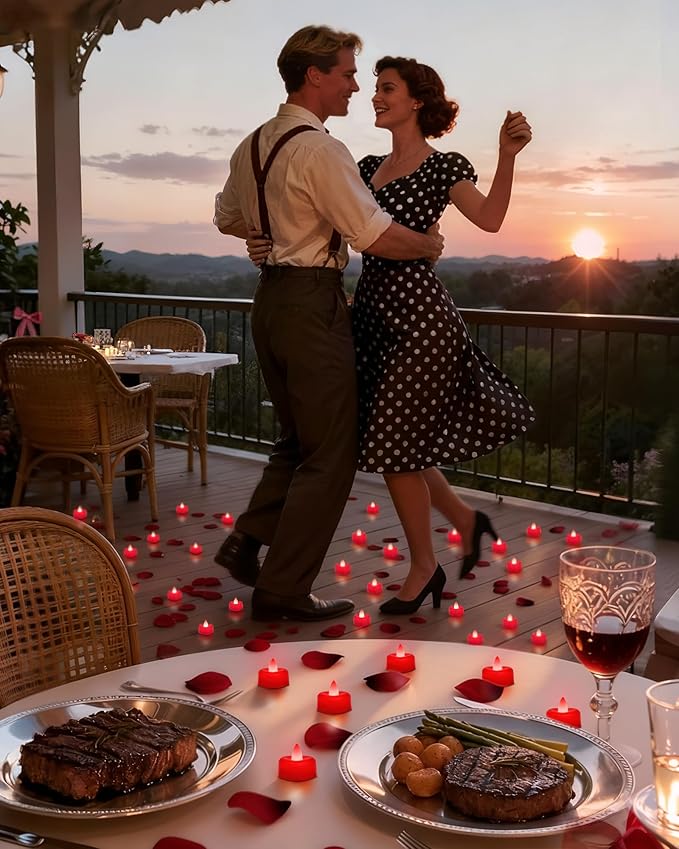 Amagic 4000 Pieces Red Artificial Rose Petals with 50 Red Heart LED Tea Lights, Rose Petals and Candles Set for Proposal, Anniversary, Romantic Night, Wedding Decor