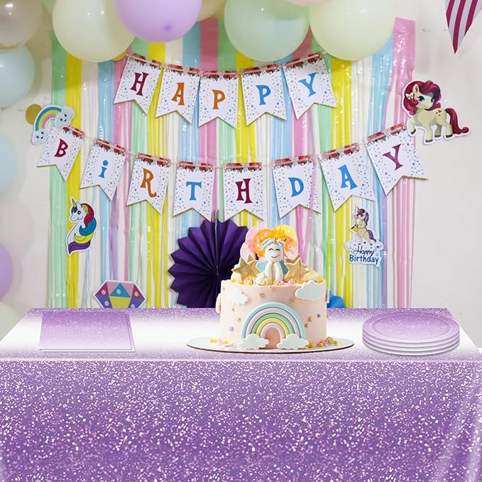 41Pcs Ombre Purple Party Decorations Disposable Party Tableware Set Gradient Pastel Purple Paper Plates Napkins Tablecloth, for Wedding Birthday Anniversary Lavender Party Decorations,Serve 20
