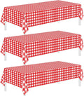 Childom 3 Pack Red and White Checkered Tablecloths 54"x108" Valentines Day Tablecloths for Rectangle,Disposable Plastic Table Cover for Wedding,Home,Birthday,Picnic,Buffet,Pizza Party,Racing Car Decor