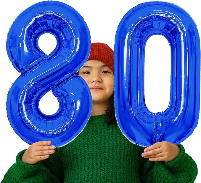 Number Balloons Navy Blue Balloons - Giant Number 80 Balloon, Blue 80th Number Balloon Birthday Decorations for Men