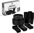 720-Piece Black Disposable Dinnerware Set - 120 Guest Plastic Dinnerware Set - 9" Dinner Plates, 7" Dessert Plates, 12oz Cups, Forks, Knives & Spoons