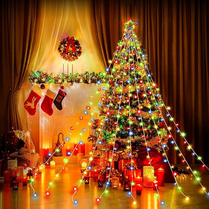 Christmas Decorations 320 LED Star String Lights Christmas Star Tree Lights for Xmas Party Wedding Patio New Year Holiday