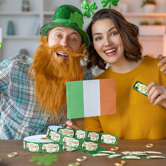 Cholemy 1000 Pcs St. Patrick's Day Party Favors Shamrocks Raffle Tickets Roll Green Numbered Door Drinks Game Ticket for Irish Saint Patty's Day Carnival Party Decorations Supplies(st. Patrick's Day)