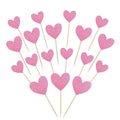 30 PCS Heart Cupcake Toppers Glitter Sweet Love Theme Cupcake Picks Wedding Engagement Bridal Shower Birthday Valentine's Day Party Cake Decorations Supplies Mixed Size Pink