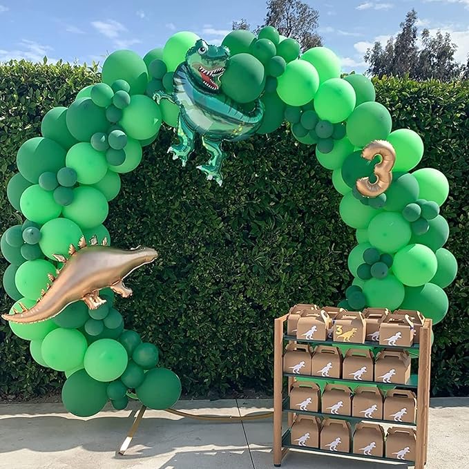 105pcs Green Balloons 12inch Party Latex Balloons for Birthday Dinosaur Baby Shower St. Patrick's Day Summer Jungle Forest Safari Party Decorations