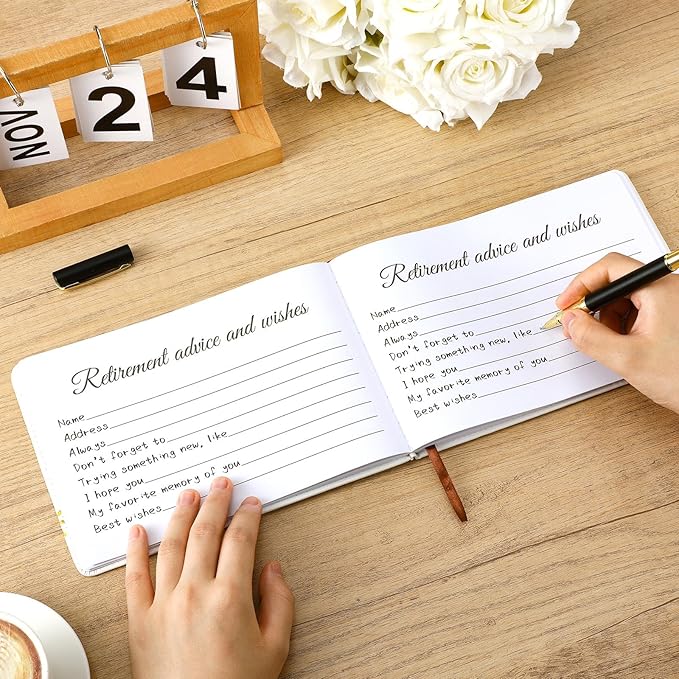 Ctosree Retirement Guest Book with Signature Pen Retirement Party Gift Supplies for Women Men Office Colleague Advice and Wishes Decorations(Firework)