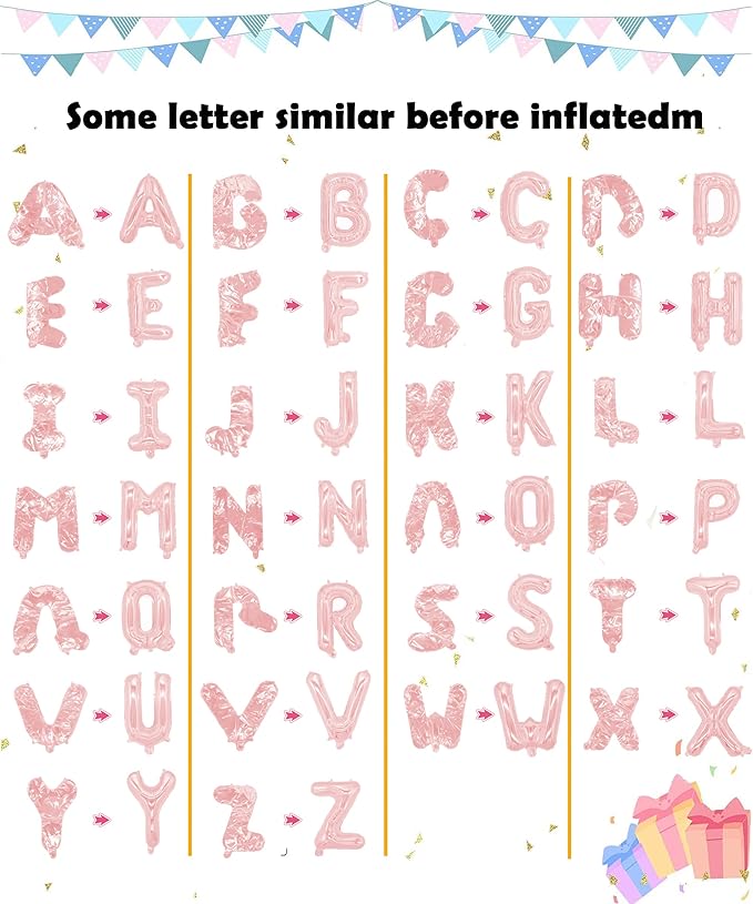 Letter Balloons 16 Inch Mylar Foil Alphabet Letter A-Z Balloons Set for Wedding Birthday Party Decoration Banner Custom Phrase 26 Pieces(Rose gold)