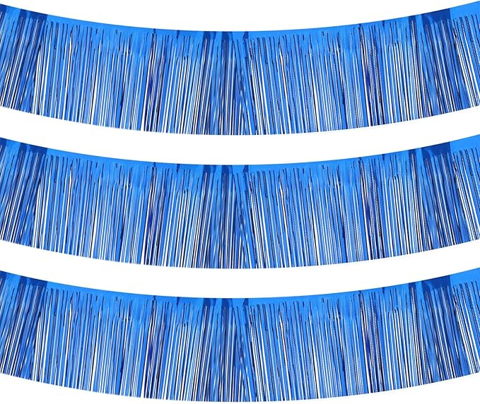 PATIKIL Foil Fringe Garland 10 Feet, 3 Pack Metallic Tinsel Streamers Fringe Banner Wall Hanging Curtain Backdrop for Wedding Birthday Christmas New Year Party Decoration, Dark Blue