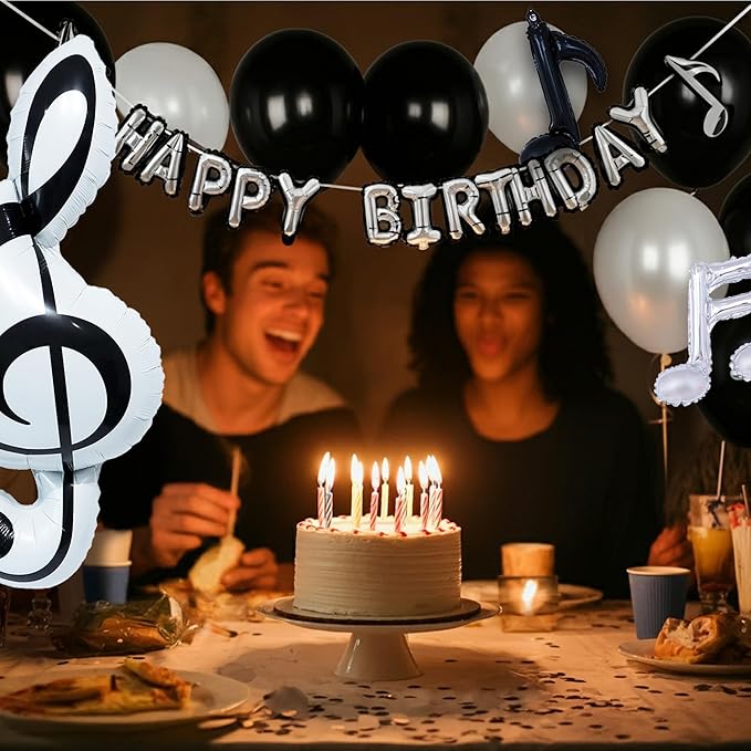 129pcs Music Balloons/Music Theme Party Decoration/Black and White Music Note Latex Balloon/Band Banquet Decorations/Globos Musicales
