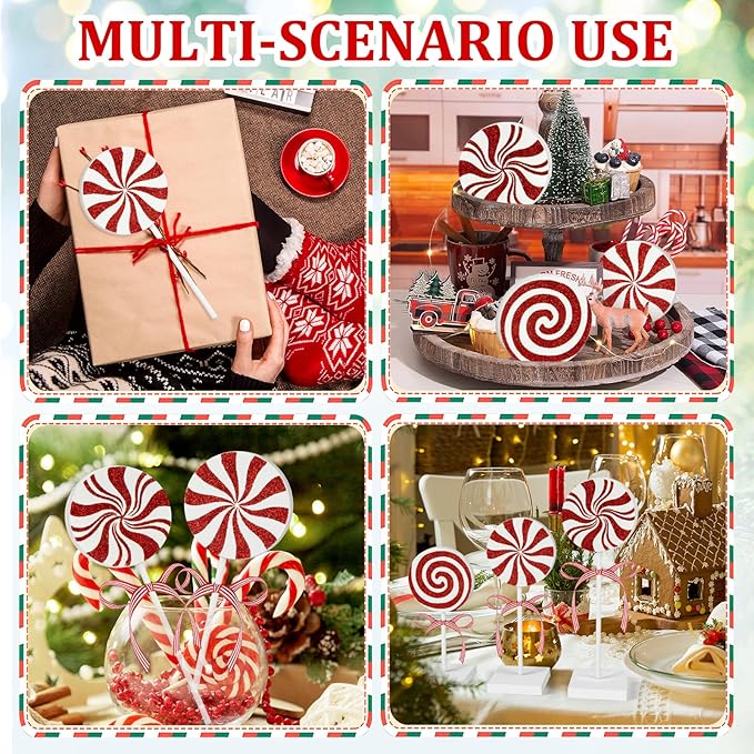 3 Pieces Christmas Table Decorations Wood Candy Set, Red Christmas Tiered Tray Decor,Rustic Candy Table Decorations for Home Tables(Cute)