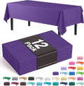 Exquisite 12-Pack Premium Plastic Tablecloth Pack of 12 Premium Plastic Tablecloth 54 Inch x 108 Inch Rectangle Table Cover - Purple